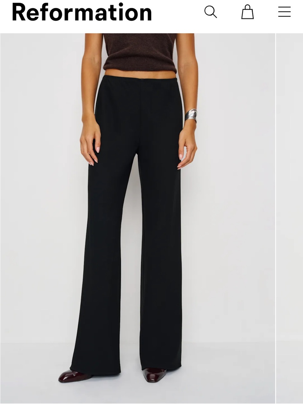 Reformation Mid Rise Gale Bias Pant Size XS Black